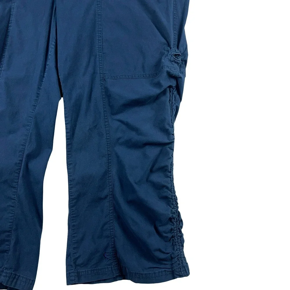 Danskin‎ Capri Pants Womens 16 Blue Ruched Cargo Cropped Hiking Outdoor